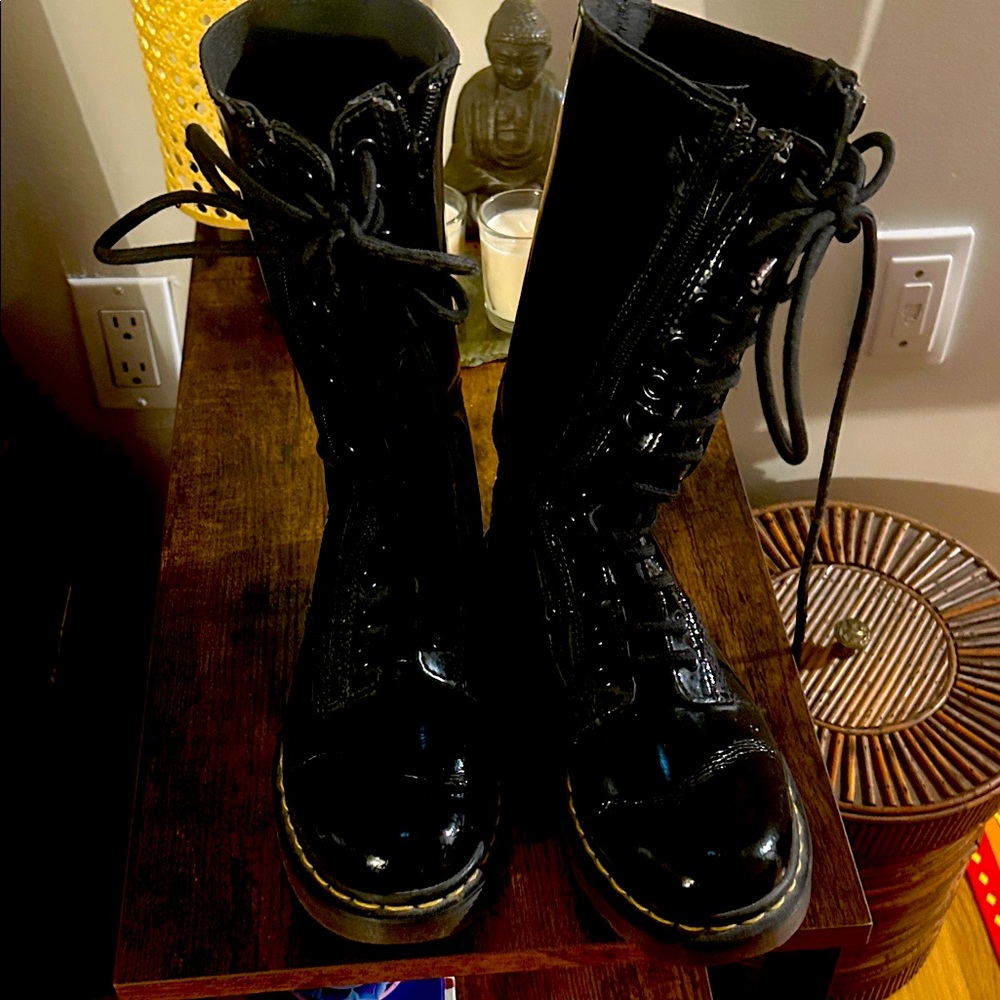 Black Patent High Doc Martens Women's Boots